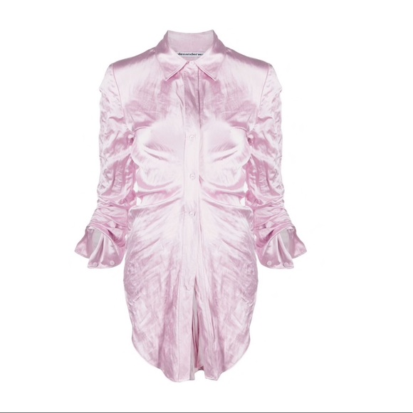 Alexander Wang Ruched Crinkled-Satin Shirt in Pink - Picture 3 of 14